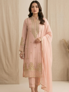 Pastel Peach Zardozi Suit