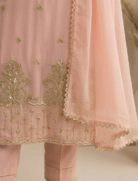 Pastel Peach Zardozi Suit