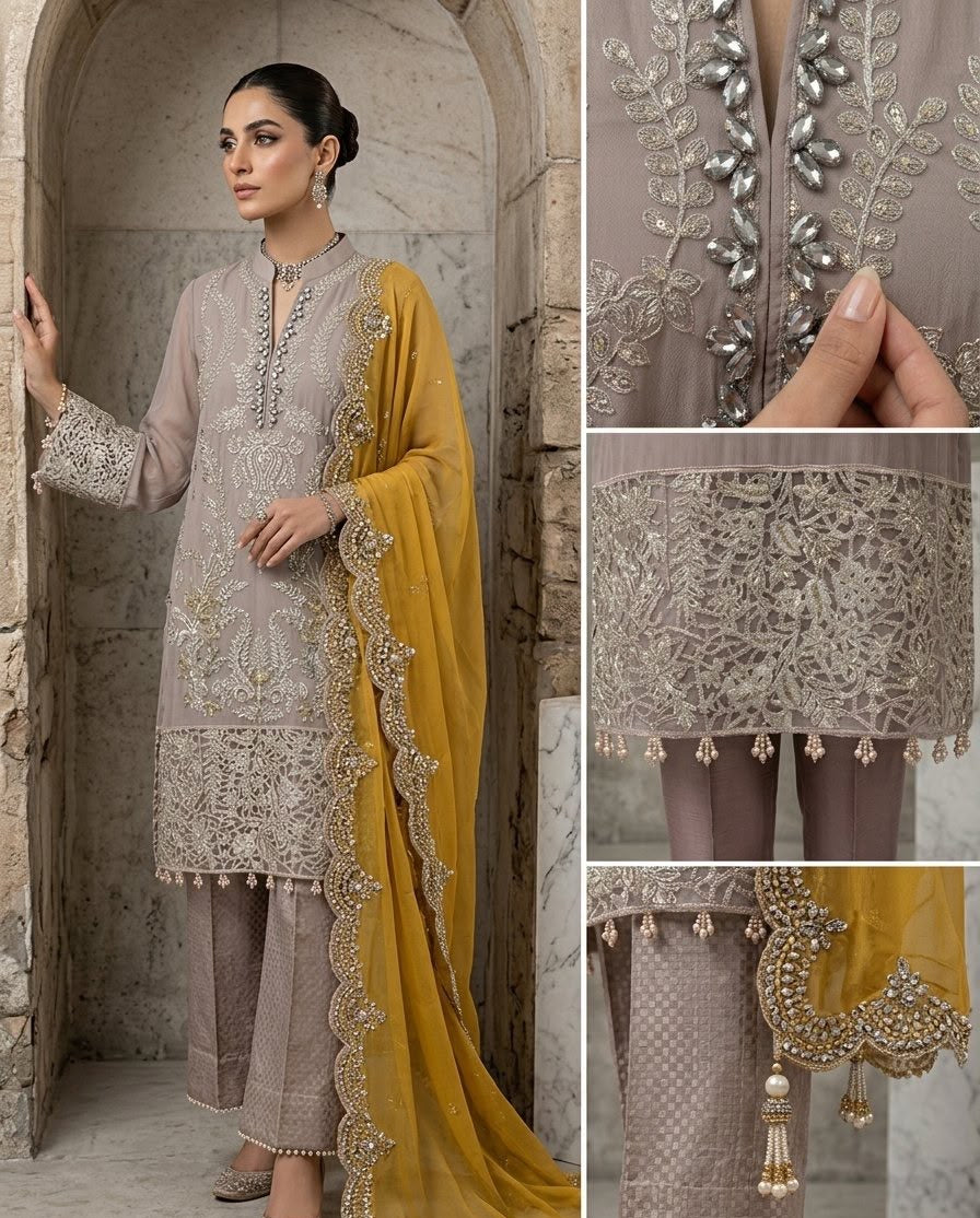 Luxury Pakistani Original Chiffon Tawakkal Suit