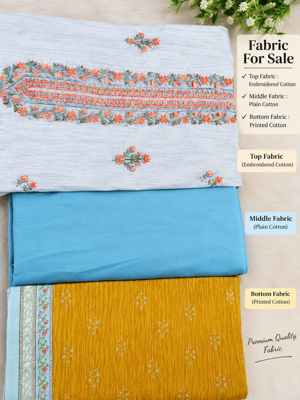 Pure Cotton Printed Suit with Neck Embroidery