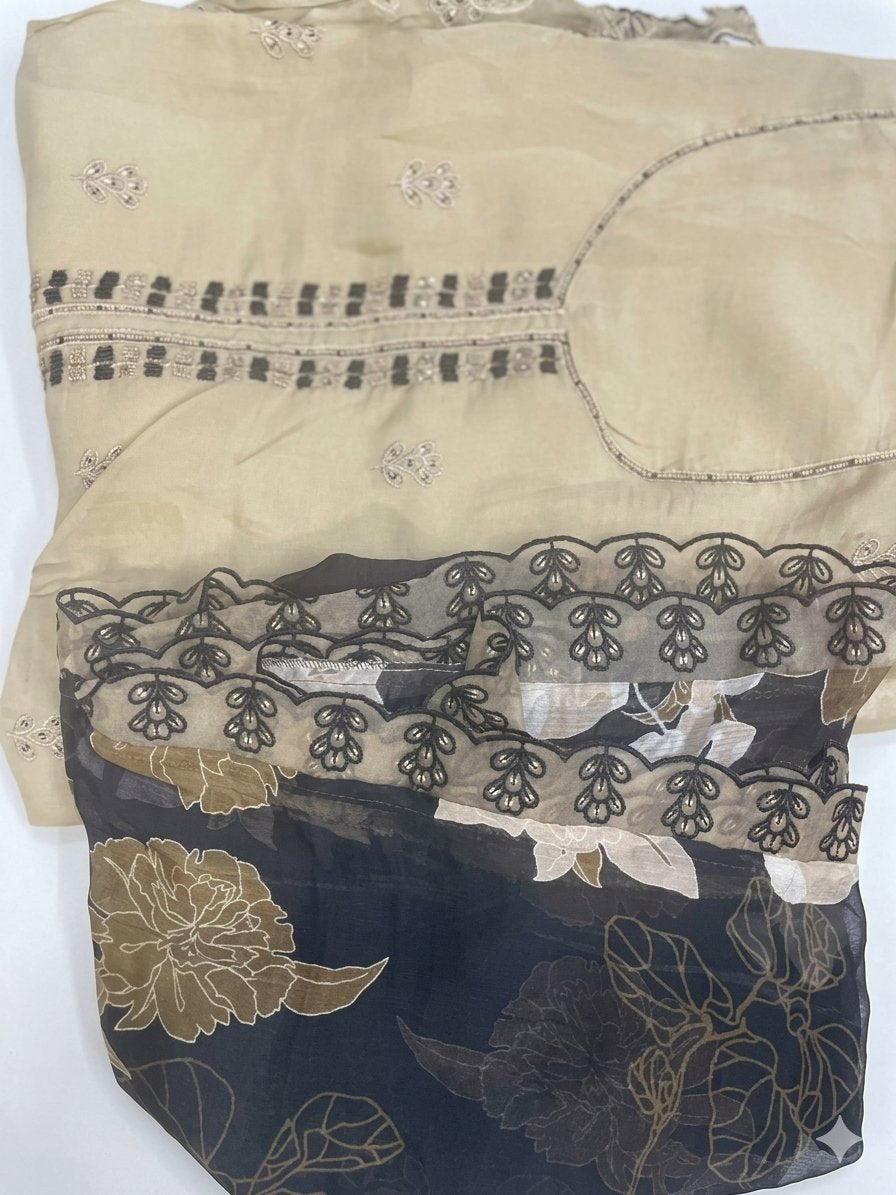 Designer ZDot Classic Unstitched suit with georgette dupatta