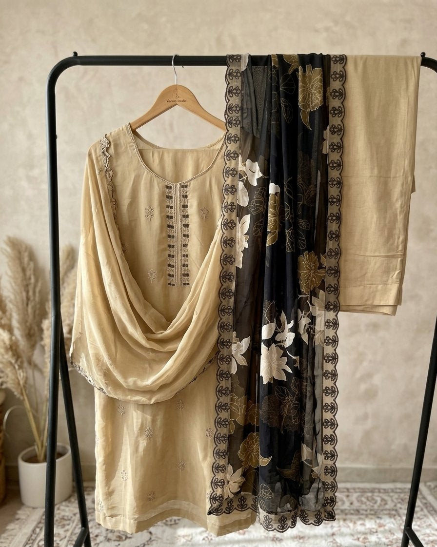 Designer ZDot Classic Unstitched suit with georgette dupatta