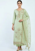 Chanderi Silk blend Mint Green Unstitches suit