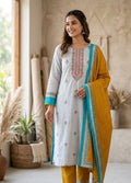Pure Cotton Printed Suit with Neck Embroidery
